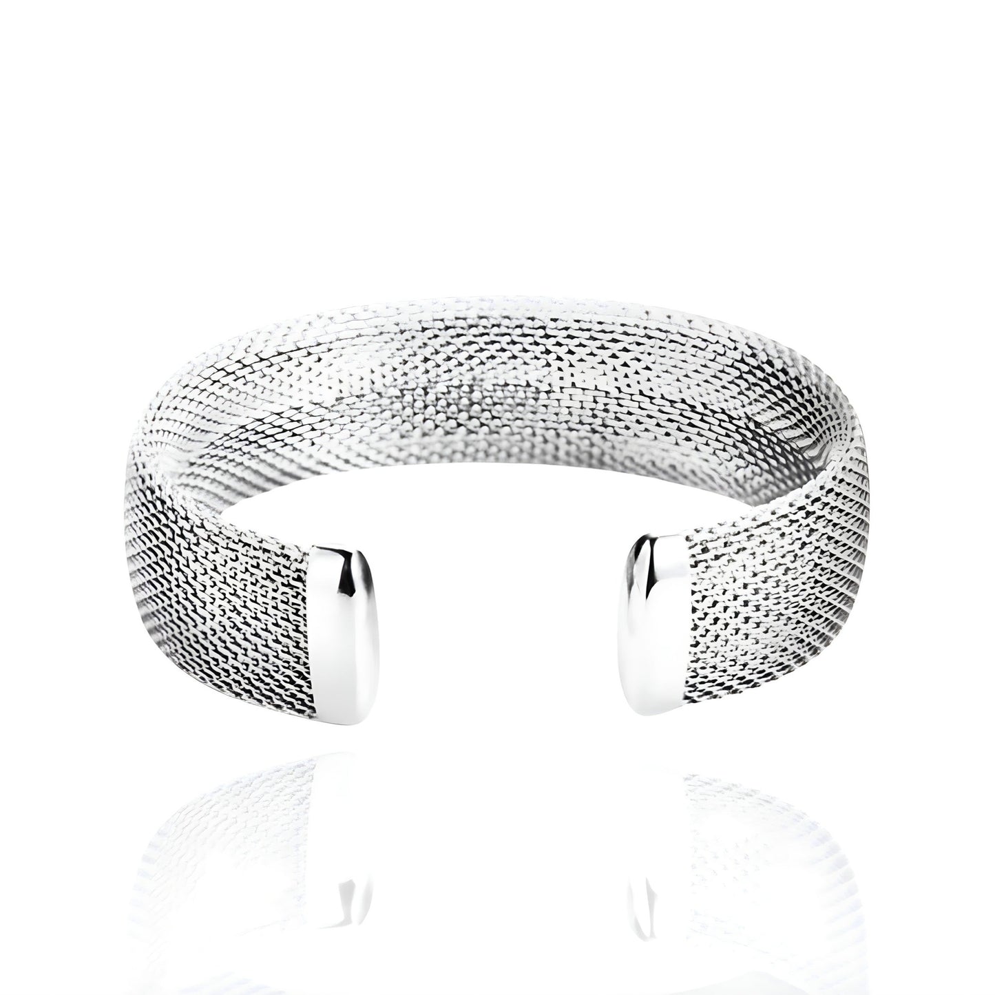 Bracelet Manchette en Maille argentée