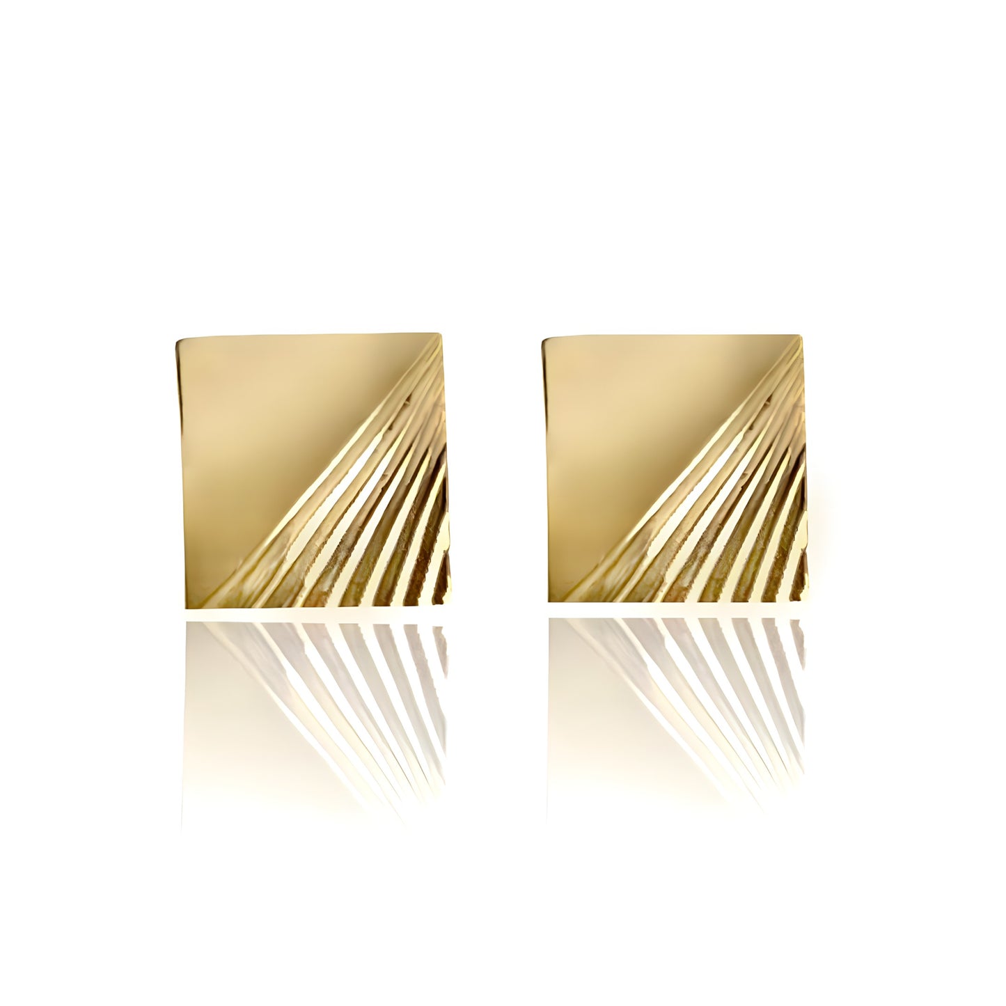 Square Ribbed Stud Earrings