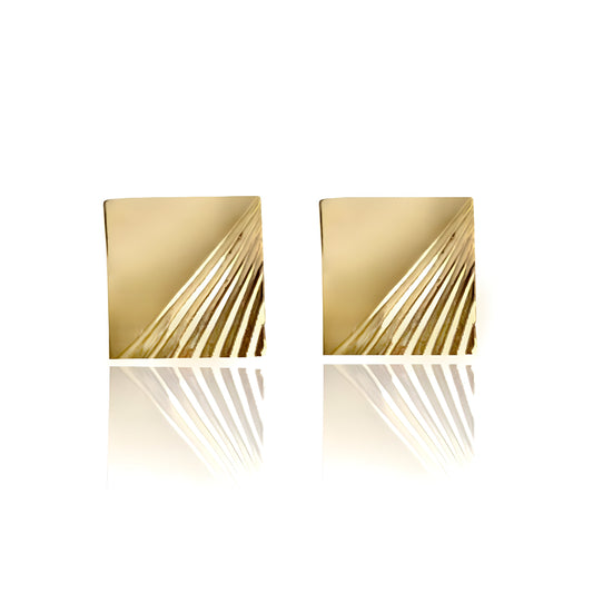 Square Ribbed Stud Earrings