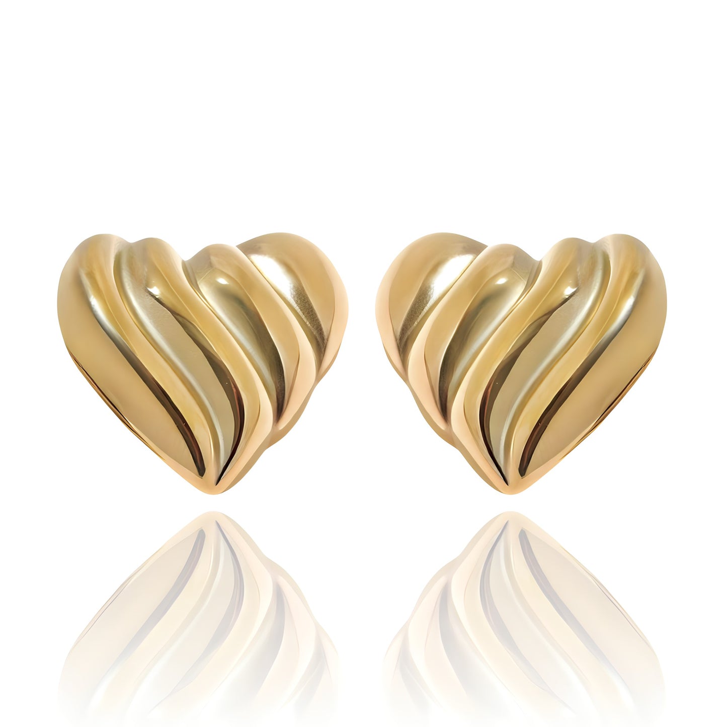 Ribbed Puffy Heart Earrings