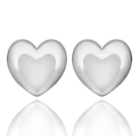 Silver Puffy Heart Earrings