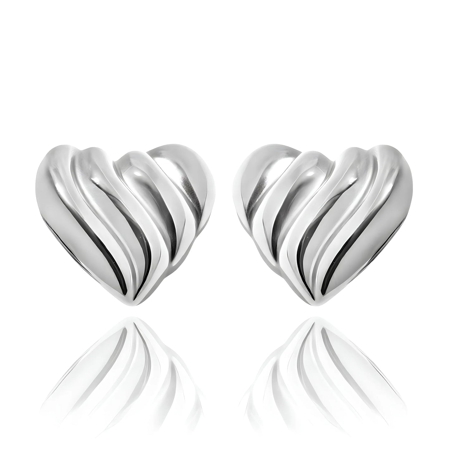 Ribbed Puffy Heart Earrings